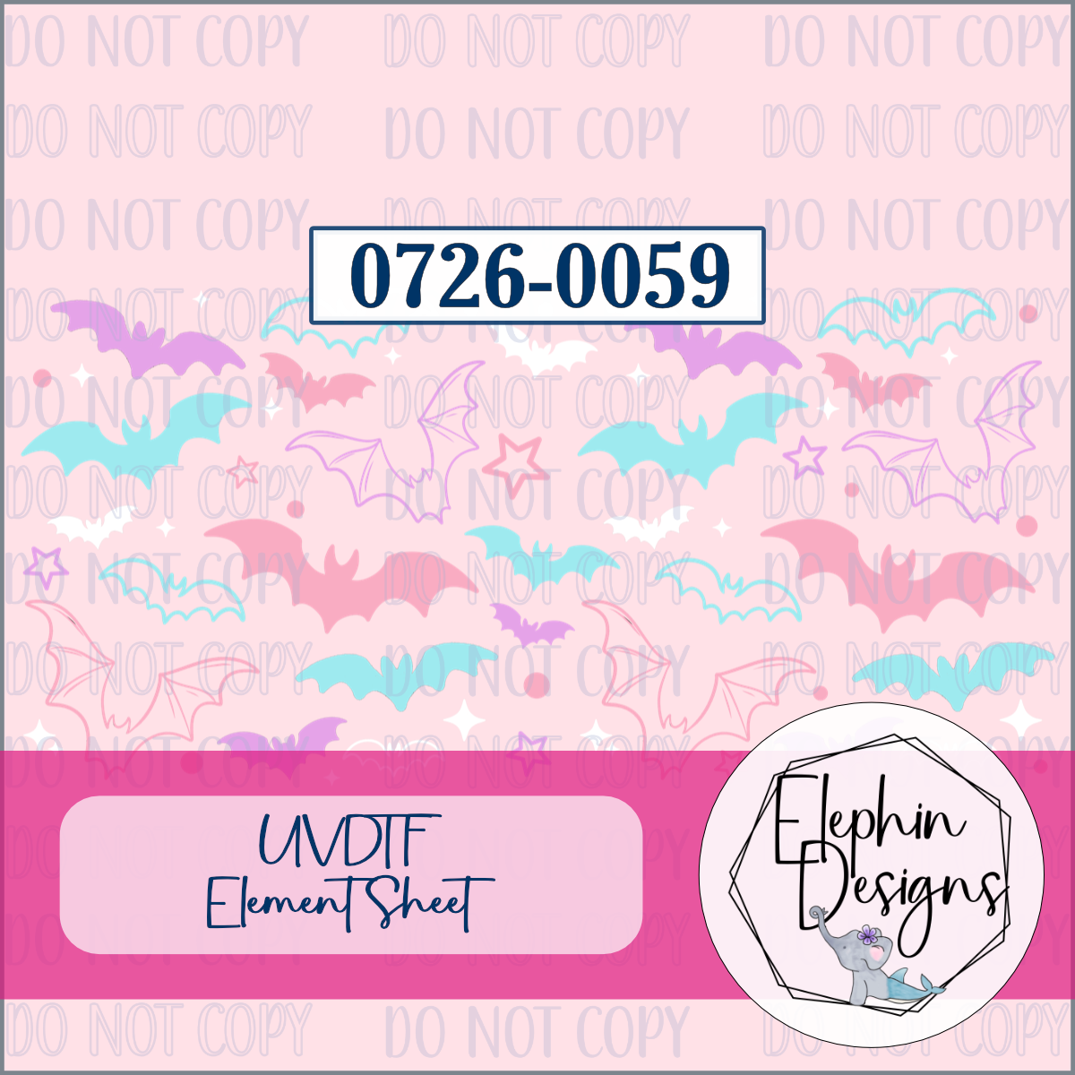 UV DTF Element Sheet | Pastel Bat Frenzy | 0726-0059