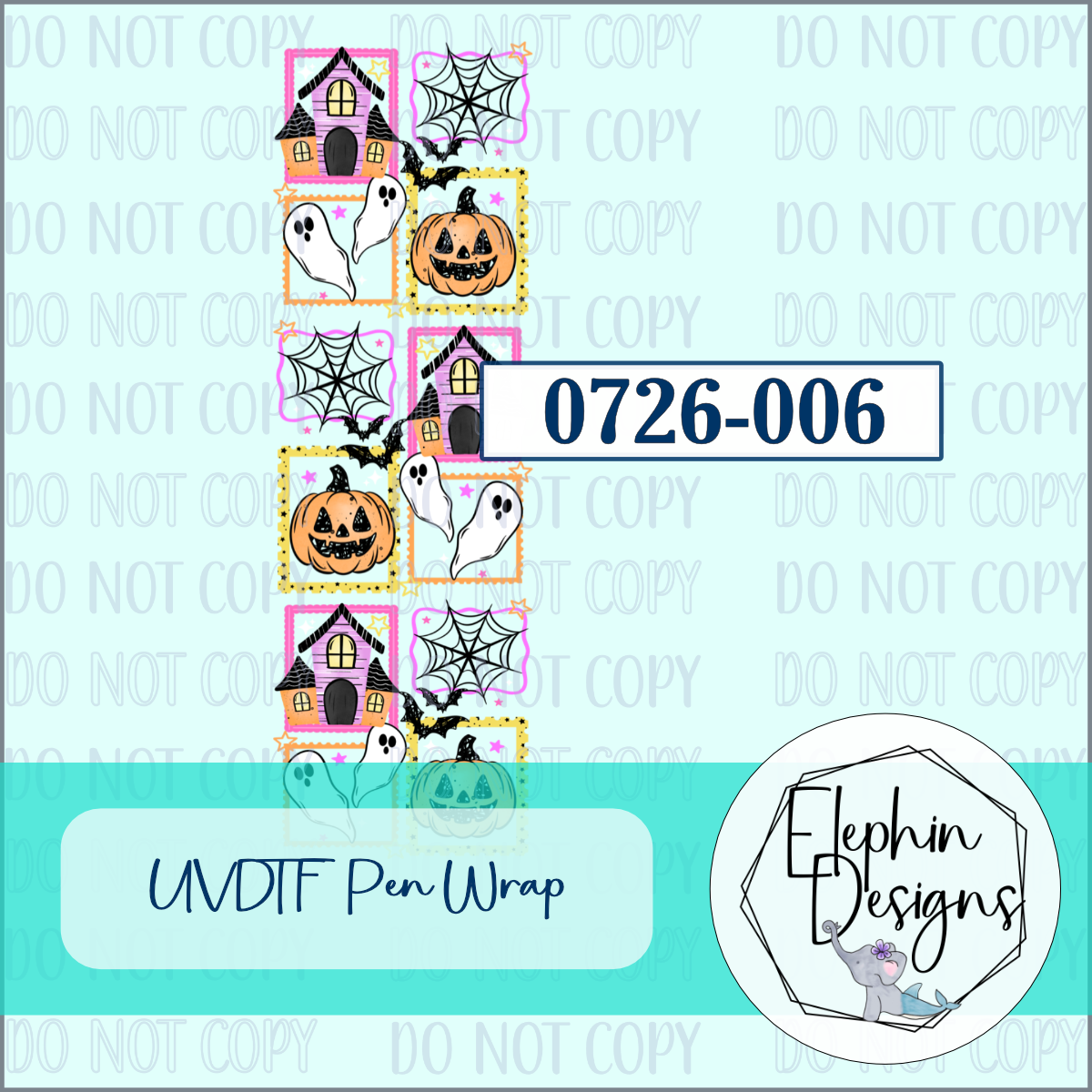 UV DTF Pen Wrap | Ghost Pumpkin Haunted House | 0726-006