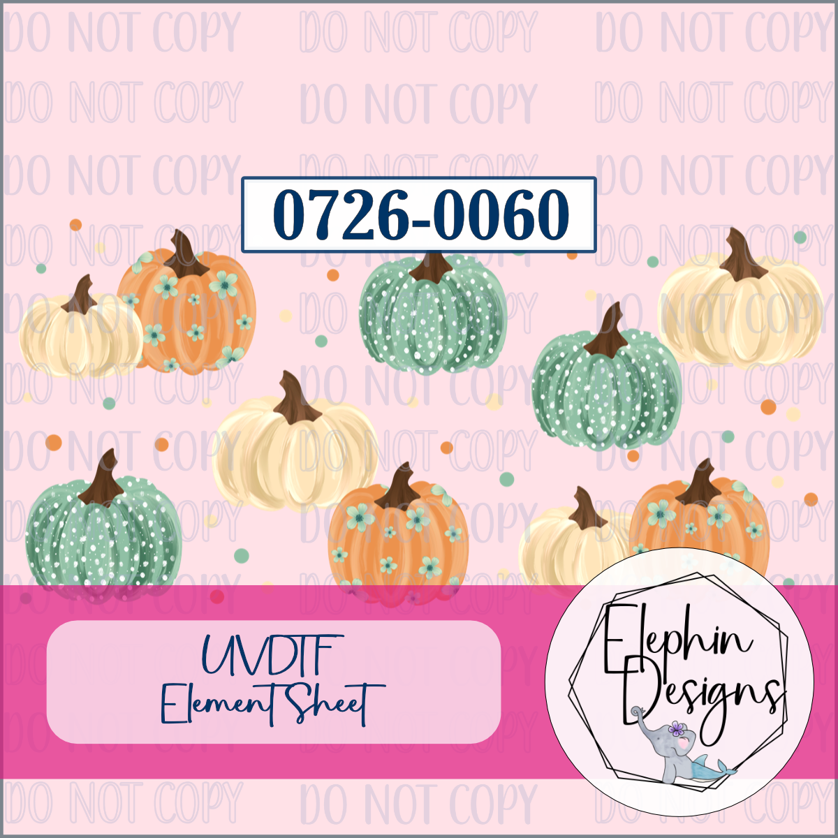 UV DTF Element Sheet | Floral Pumpkins | 0726-0060