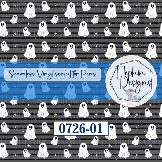 Cute Ghostie Stripe Seamless Printed Vinyl | 0726-01