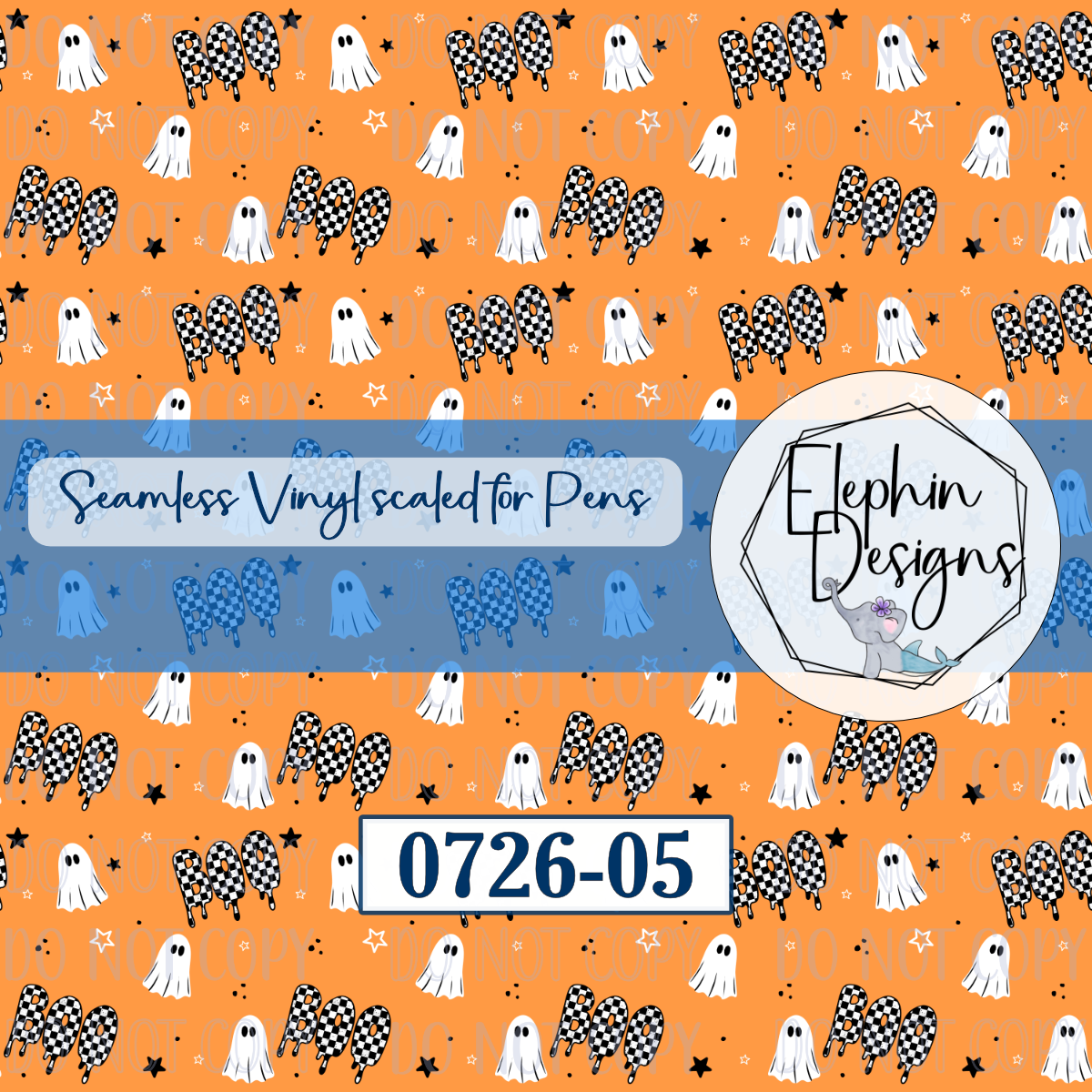 Cute Ghost Halloween Seamless Printed Vinyl | 0726-05