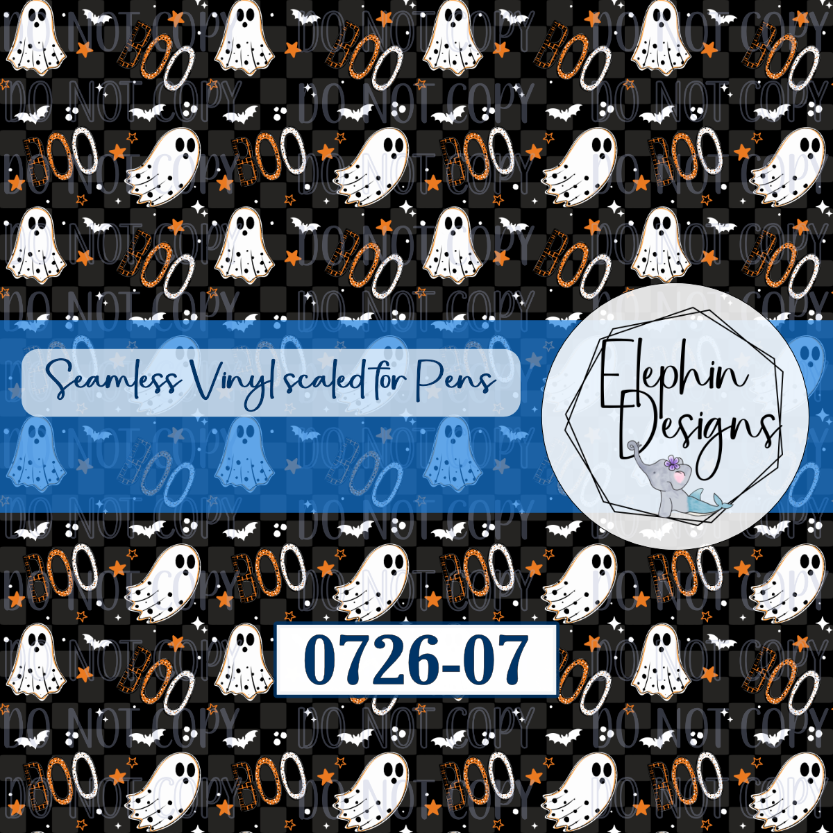 Checker BOO Ghost Seamless Printed Vinyl | 0726-07