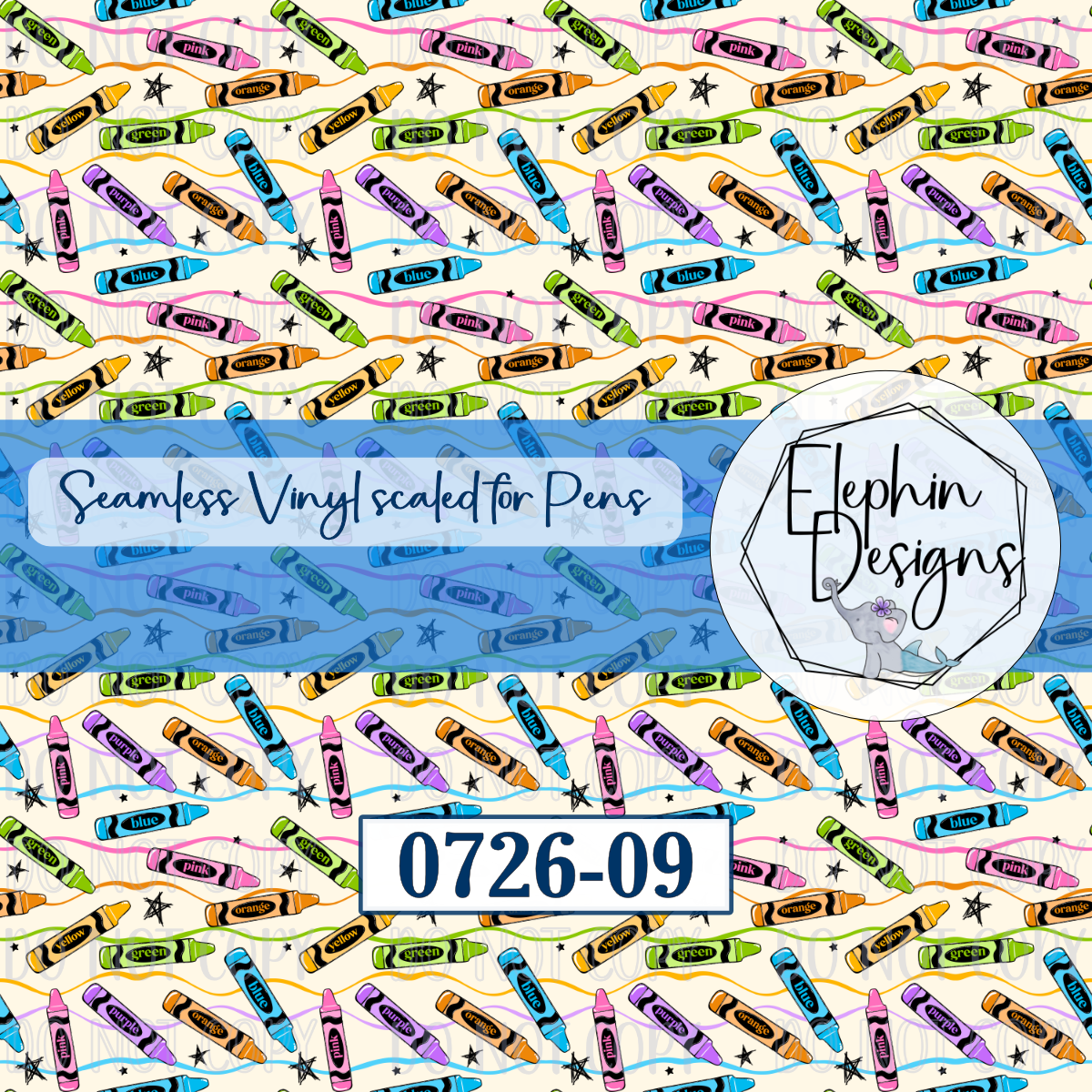 Back to School Crayon Seamless Printed Vinyl | 0726-09