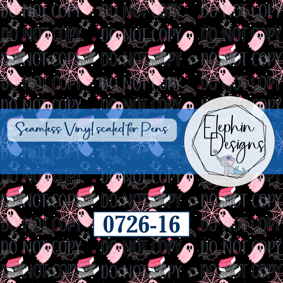 Pink Ghost Halloween Seamless Printed Vinyl | 0726-16
