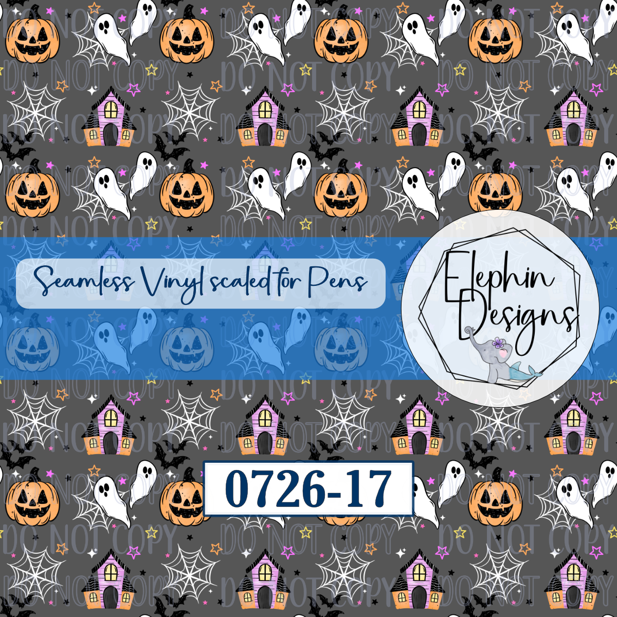 Ghosts, Pumpkins & Haunted House Seamless Printed Vinyl | 0726-17
