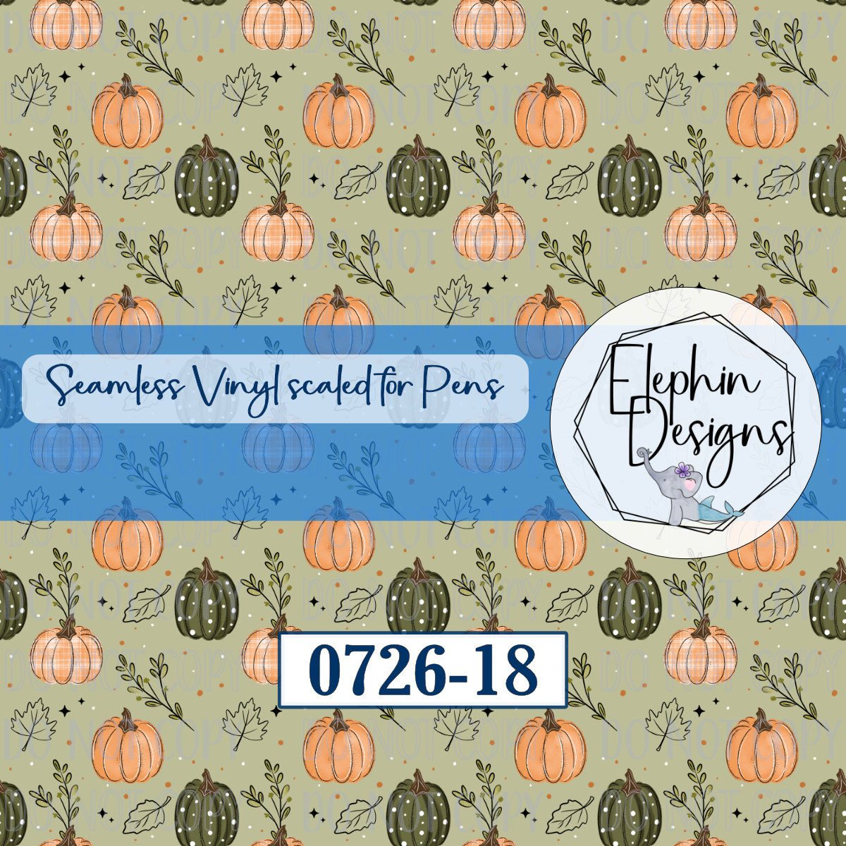 Sage Pumpkin Seamless Printed Vinyl | 0726-18