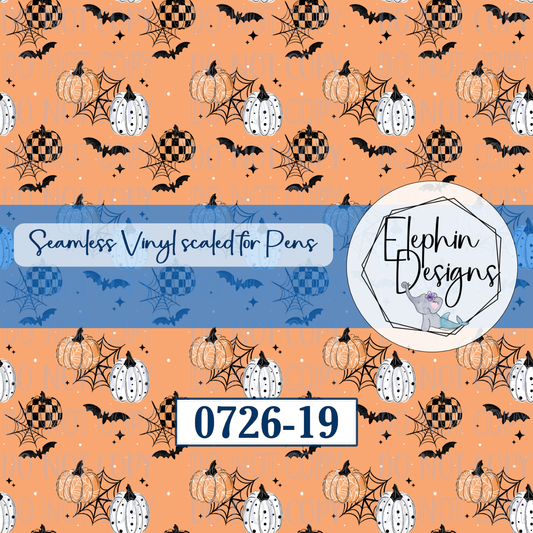 Halloween Pumpkin & Bat Seamless Printed Vinyl | 0726-19