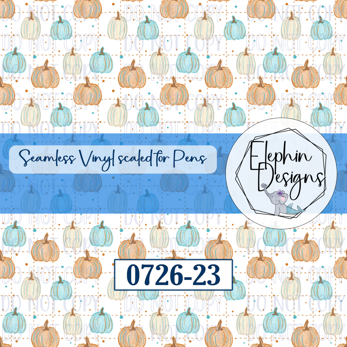Blue Pumpkin Seamless Printed Vinyl | 0726-23