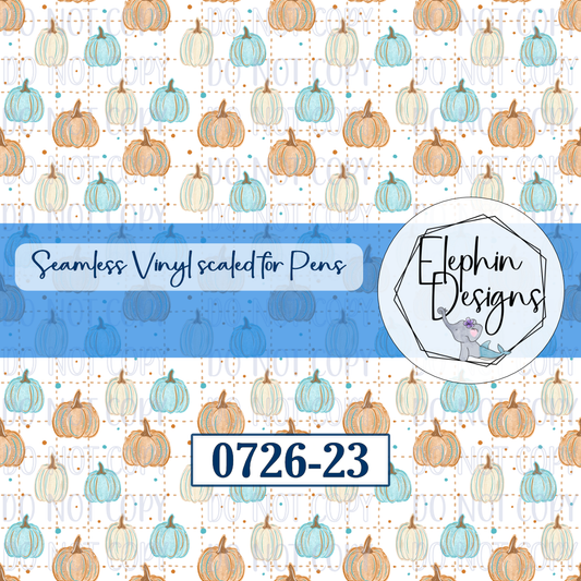 Blue Pumpkin Seamless Printed Vinyl | 0726-23