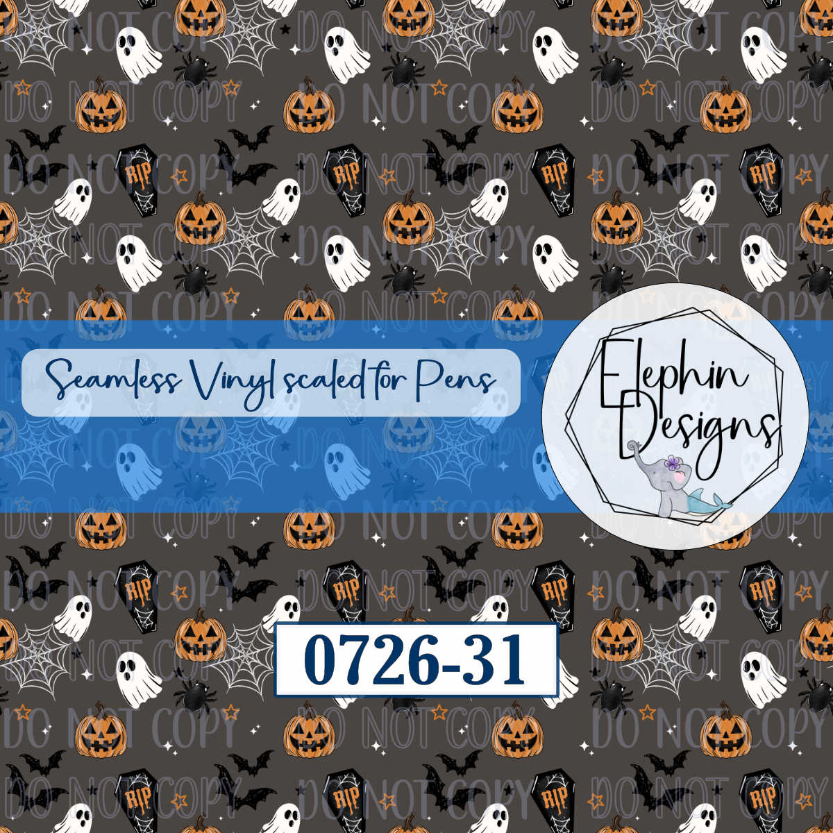 Ghost Pumpkin Seamless Printed Vinyl | 0726-31