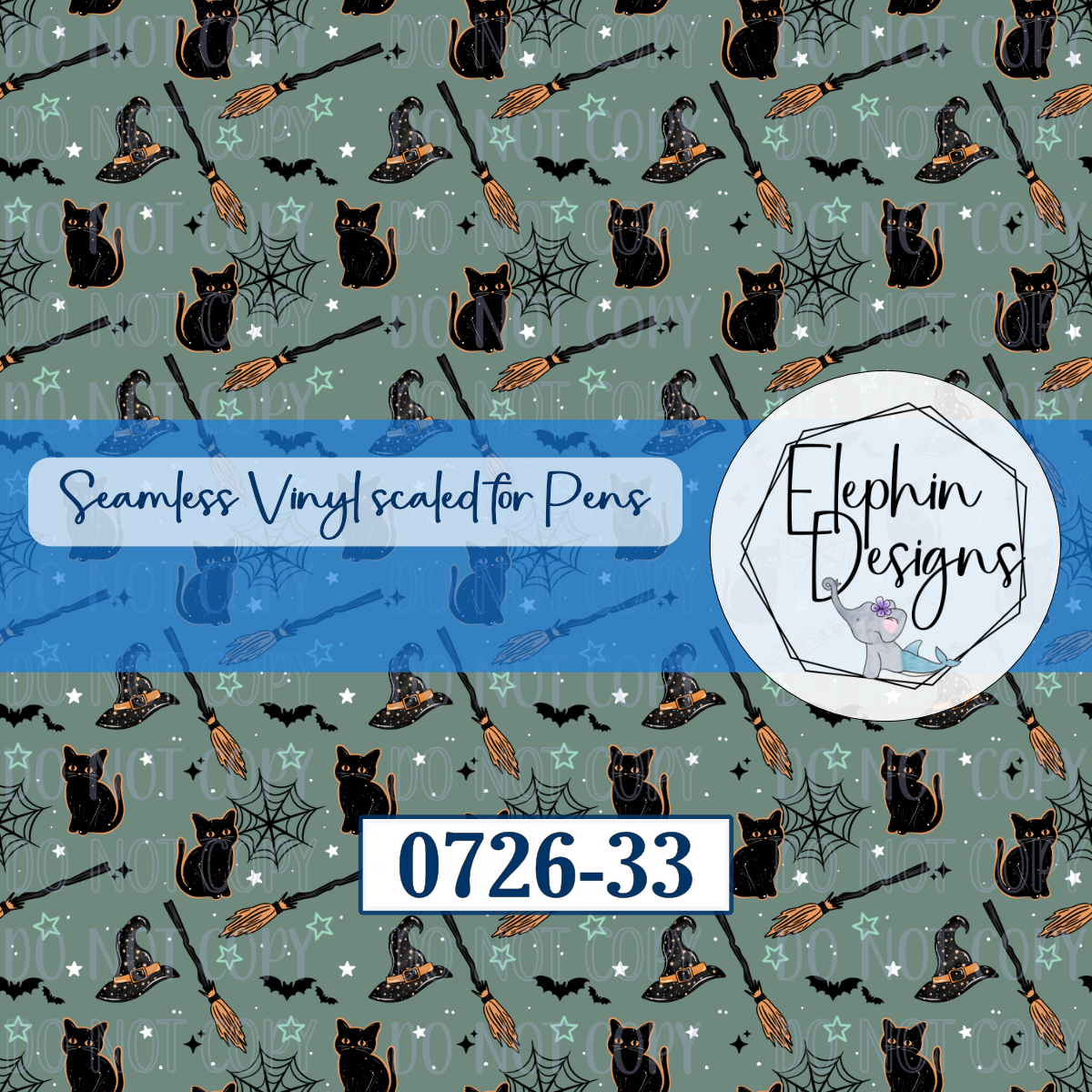 Black Cat Halloween Seamless Printed Vinyl | 0726-33