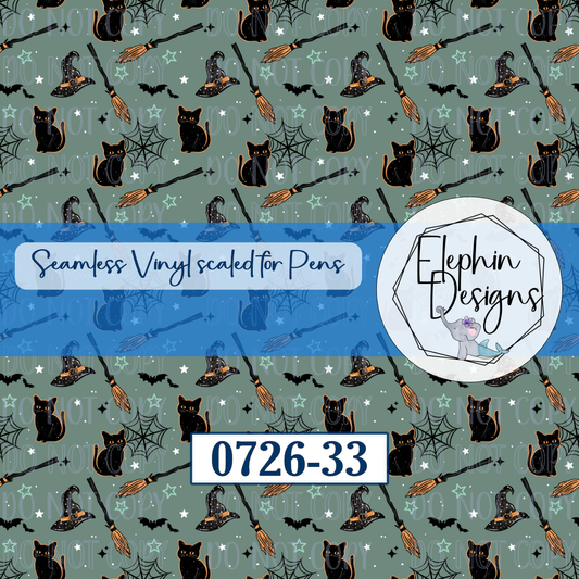 Black Cat Halloween Seamless Printed Vinyl | 0726-33