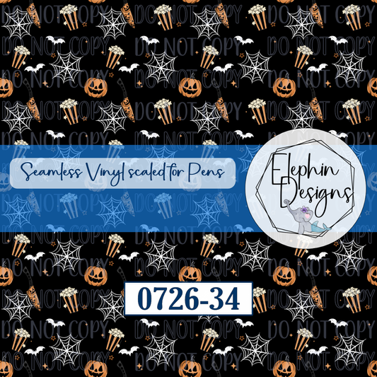 Halloween Movie Night Seamless Printed Vinyl | 0726-34