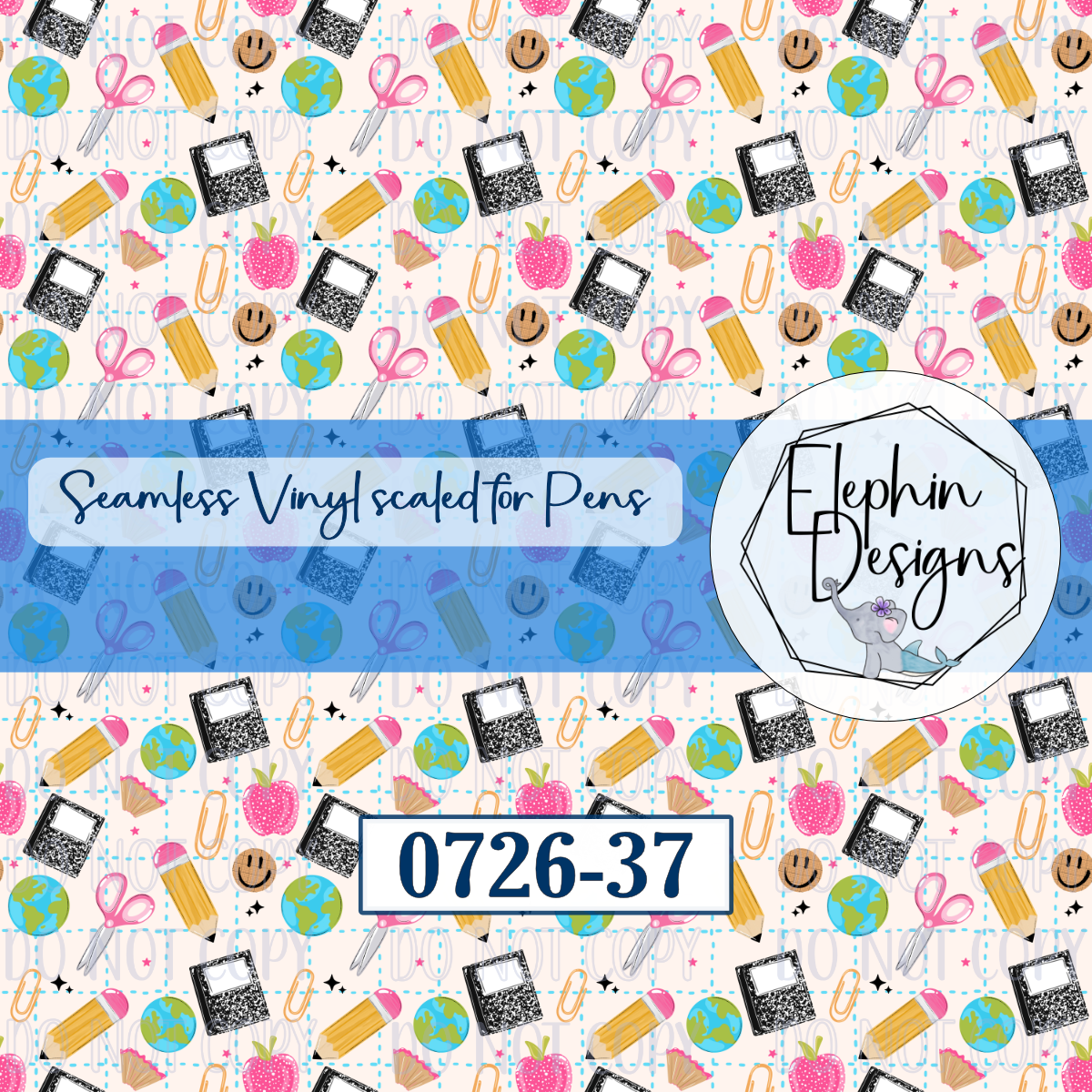 Cute School Supplies Seamless Printed Vinyl | 0726-37