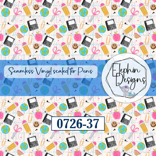 Cute School Supplies Seamless Printed Vinyl | 0726-37