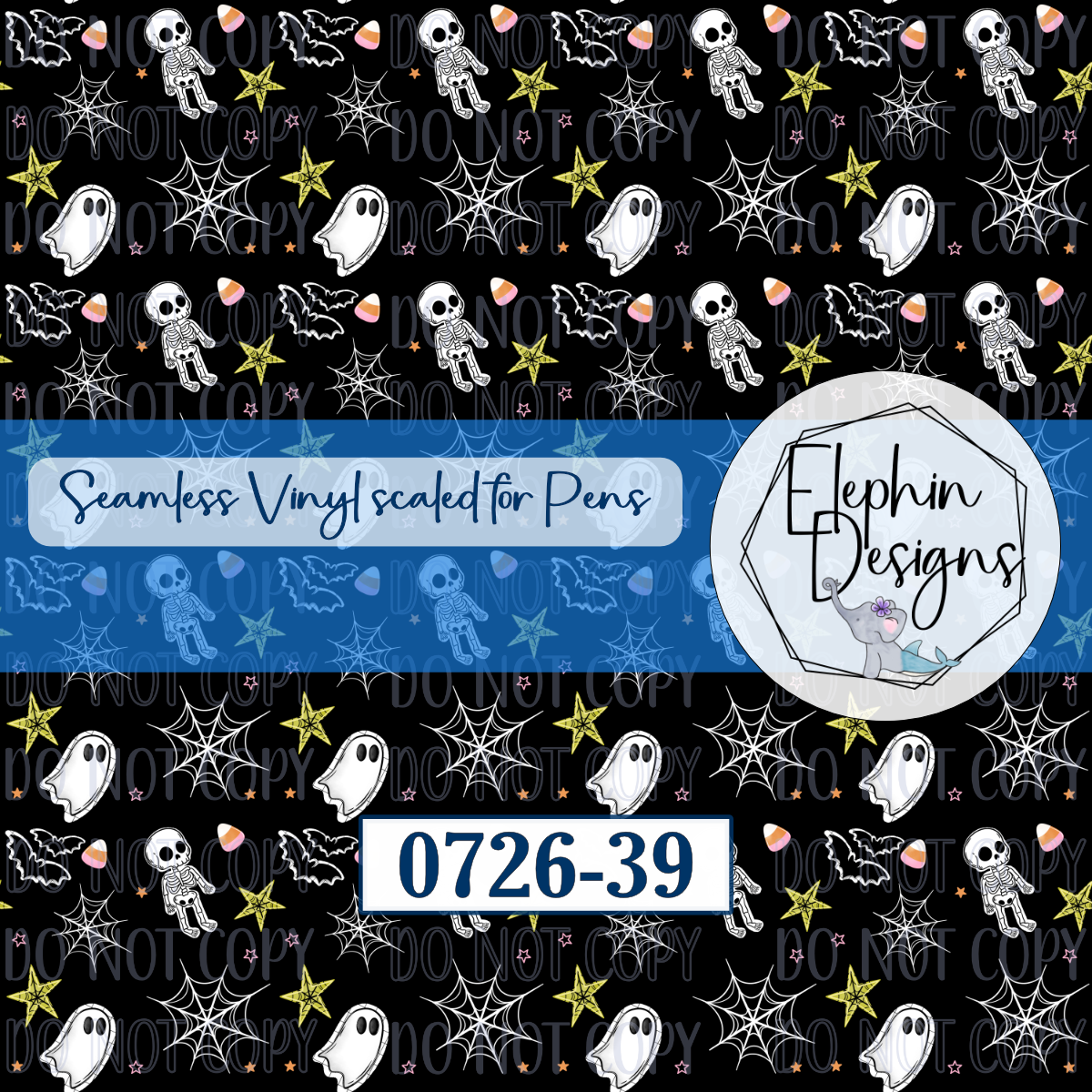 Ghost Skeleton Seamless Printed Vinyl | 0726-39