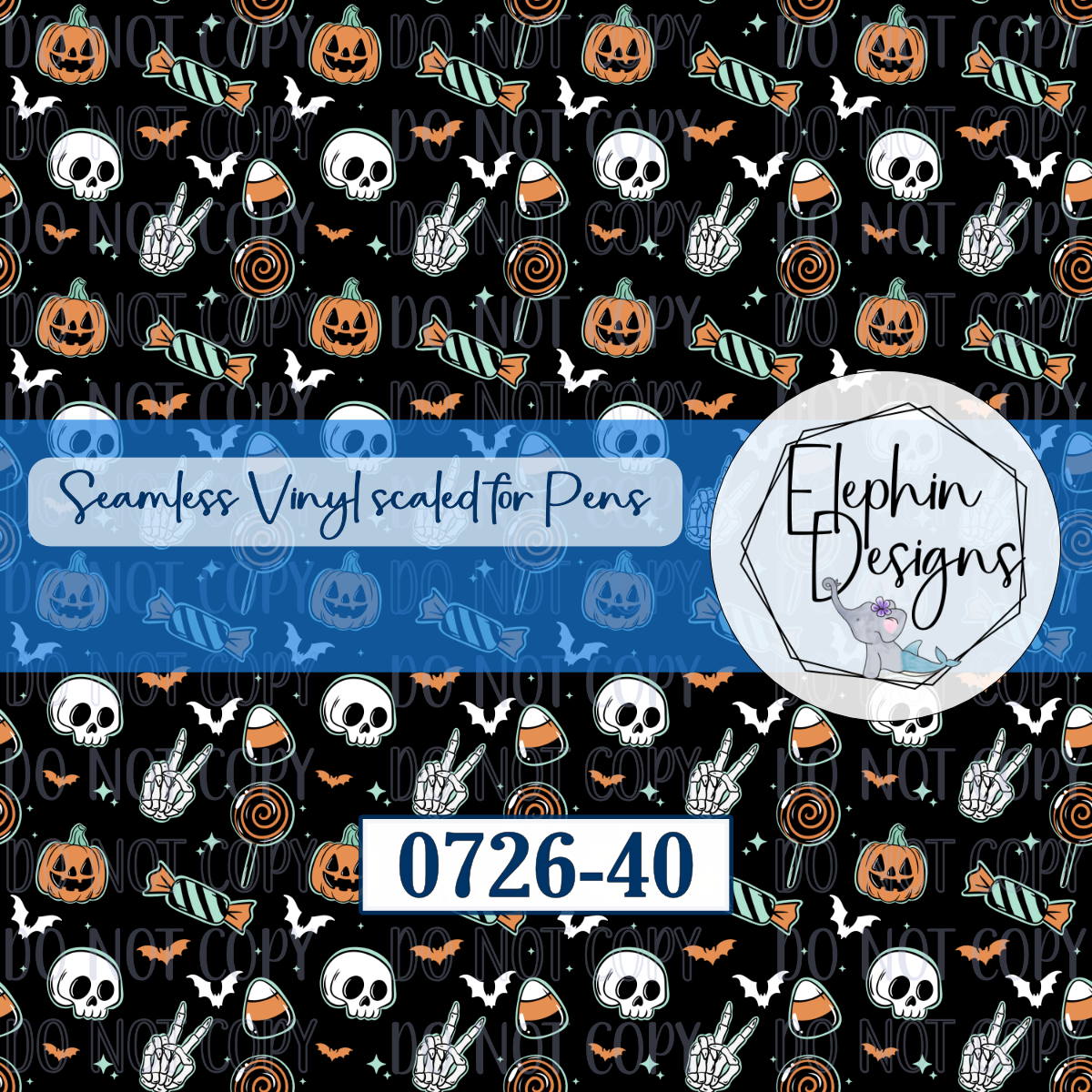 Retro Halloween Seamless Printed Vinyl | 0726-40