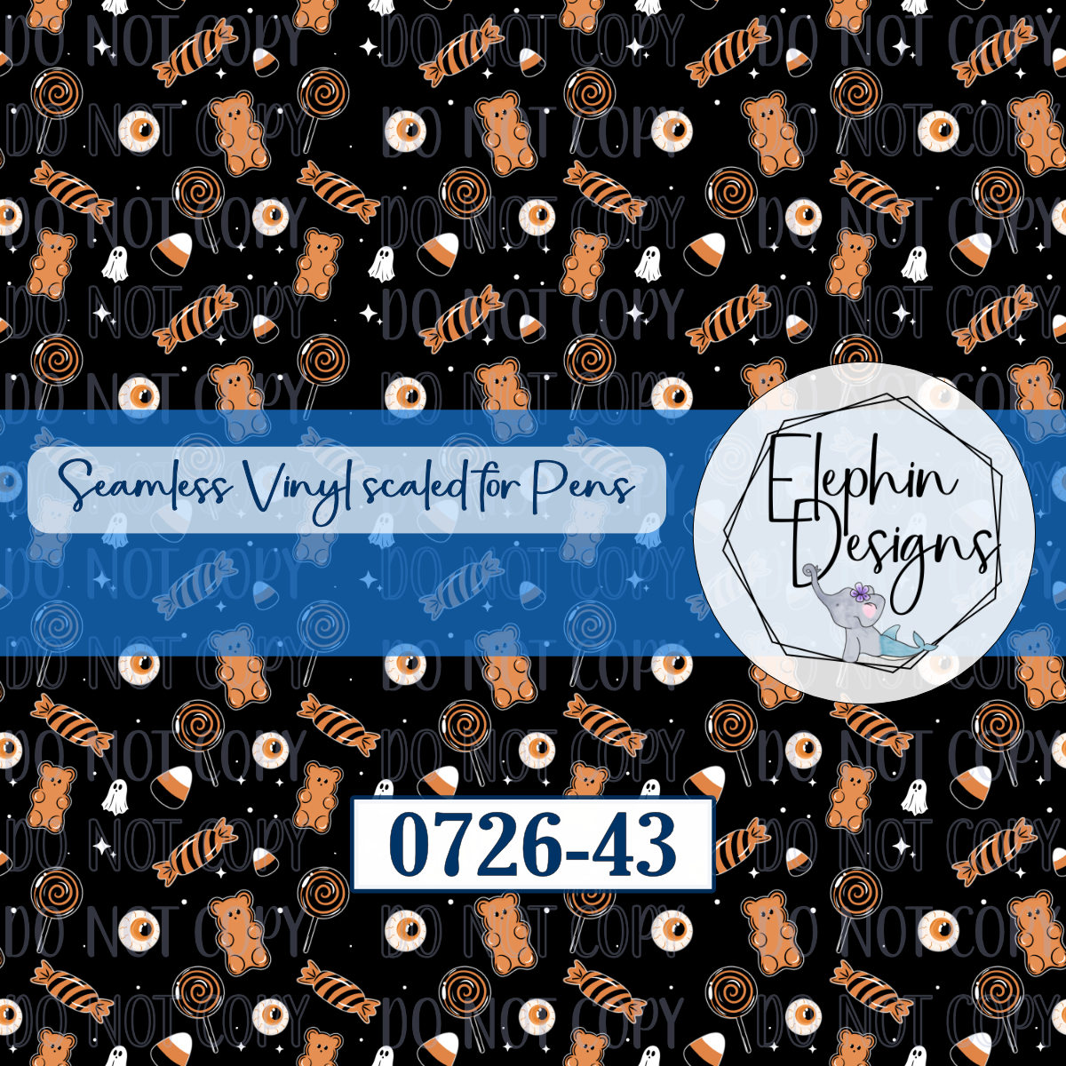 Cute Halloween Candy Seamless Printed Vinyl | 0726-43