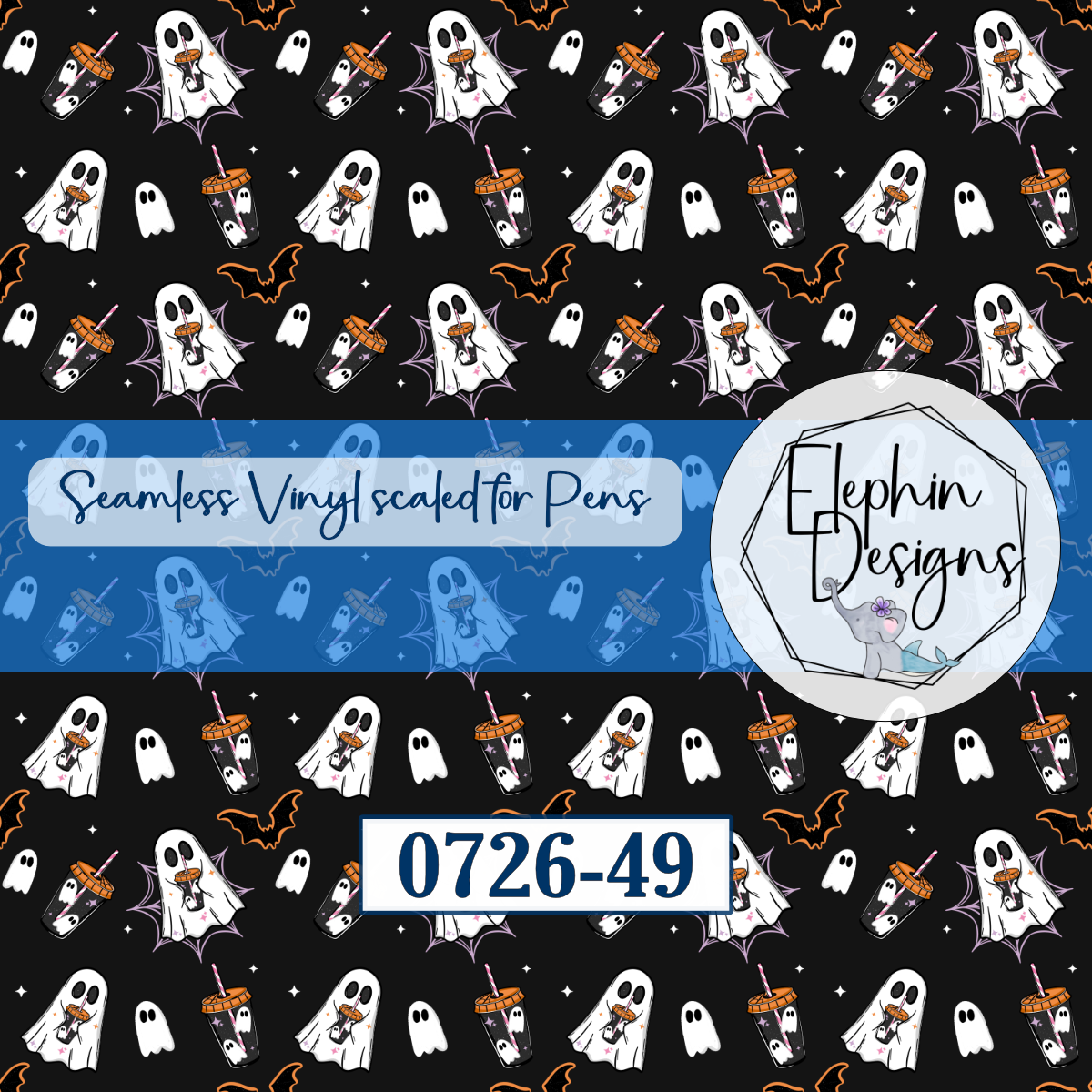 Ghost Pumpkin Spice Latte Seamless Printed Vinyl | 0726-49