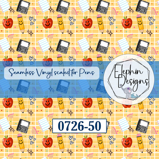 Back to School Smiley Seamless Printed Vinyl | 0726-50