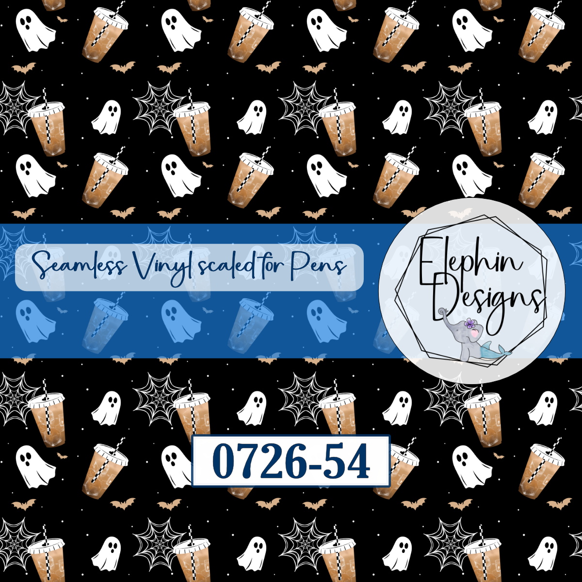 Ghost Iced Coffee Seamless Printed Vinyl | 0726-54