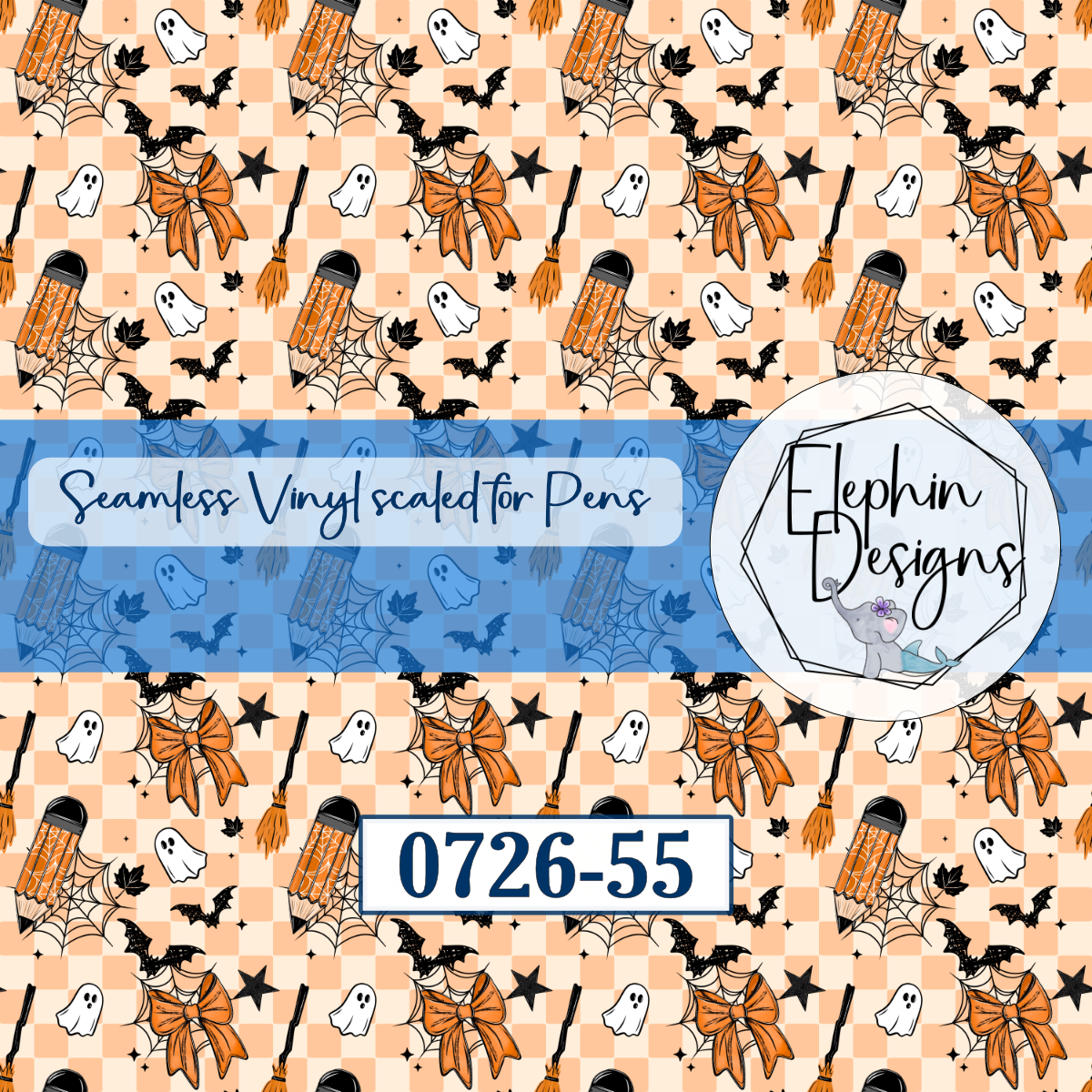Ghost Coquette Bow Broomstick Seamless Printed Vinyl | 0726-55