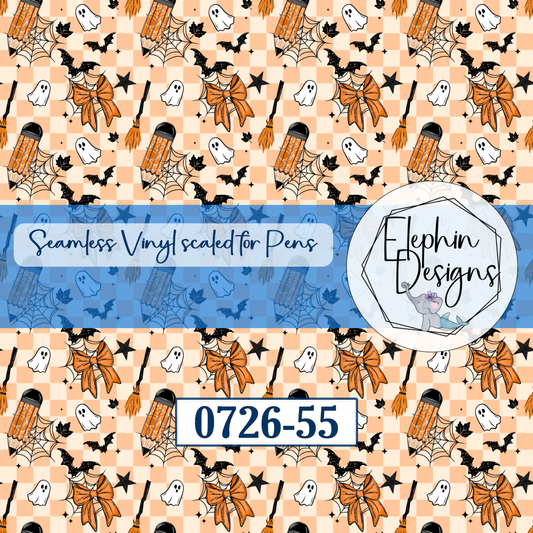 Ghost Coquette Bow Broomstick Seamless Printed Vinyl | 0726-55