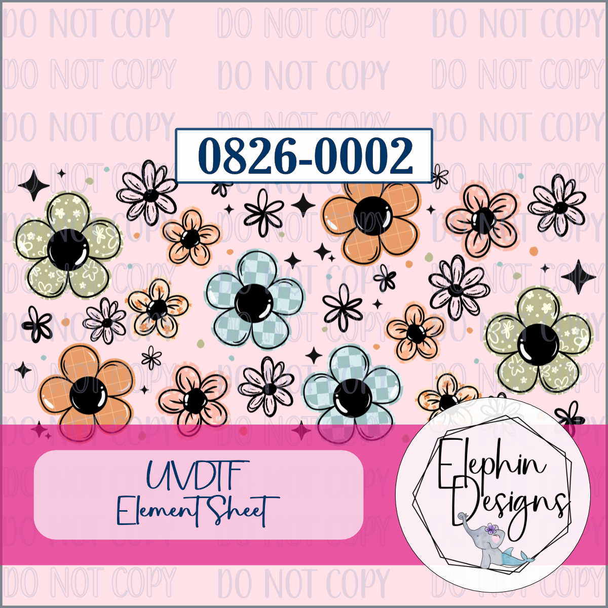 UV DTF Element Sheet | Boho Daisy | 0826-0002