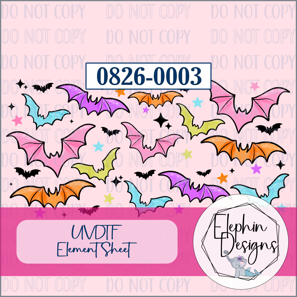UV DTF Element Sheet | Colorful Bats | 0826-0003