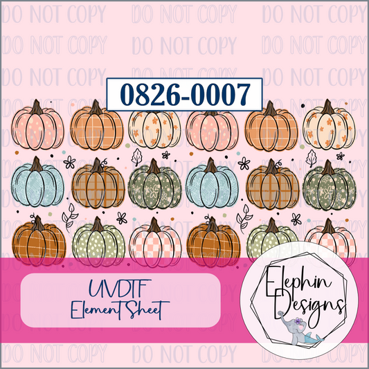 UV DTF Element Sheet | Boho Patterned Pumpkins | 0826-0007