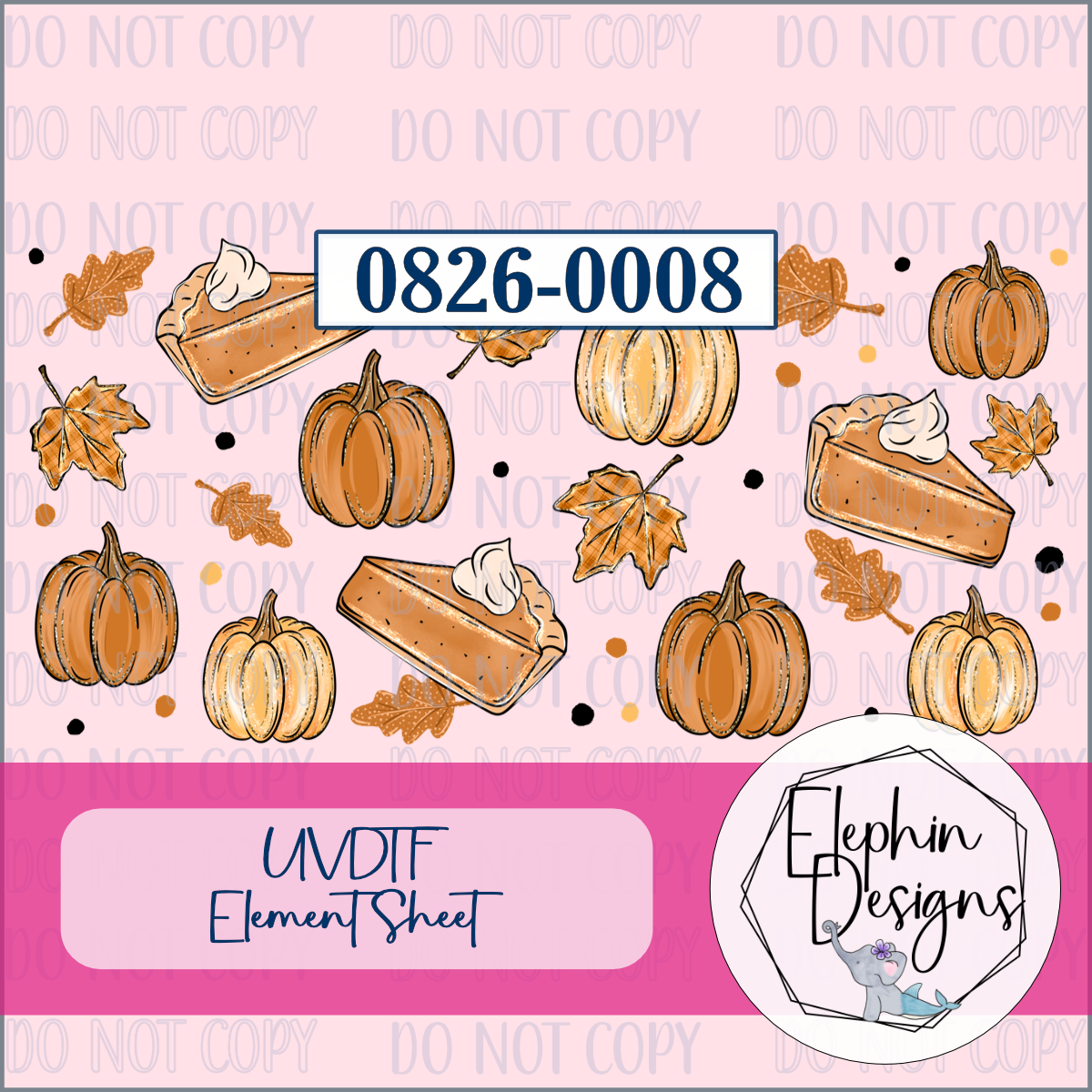 UV DTF Element Sheet | Pumpkin Pie Fall | 0826-0008