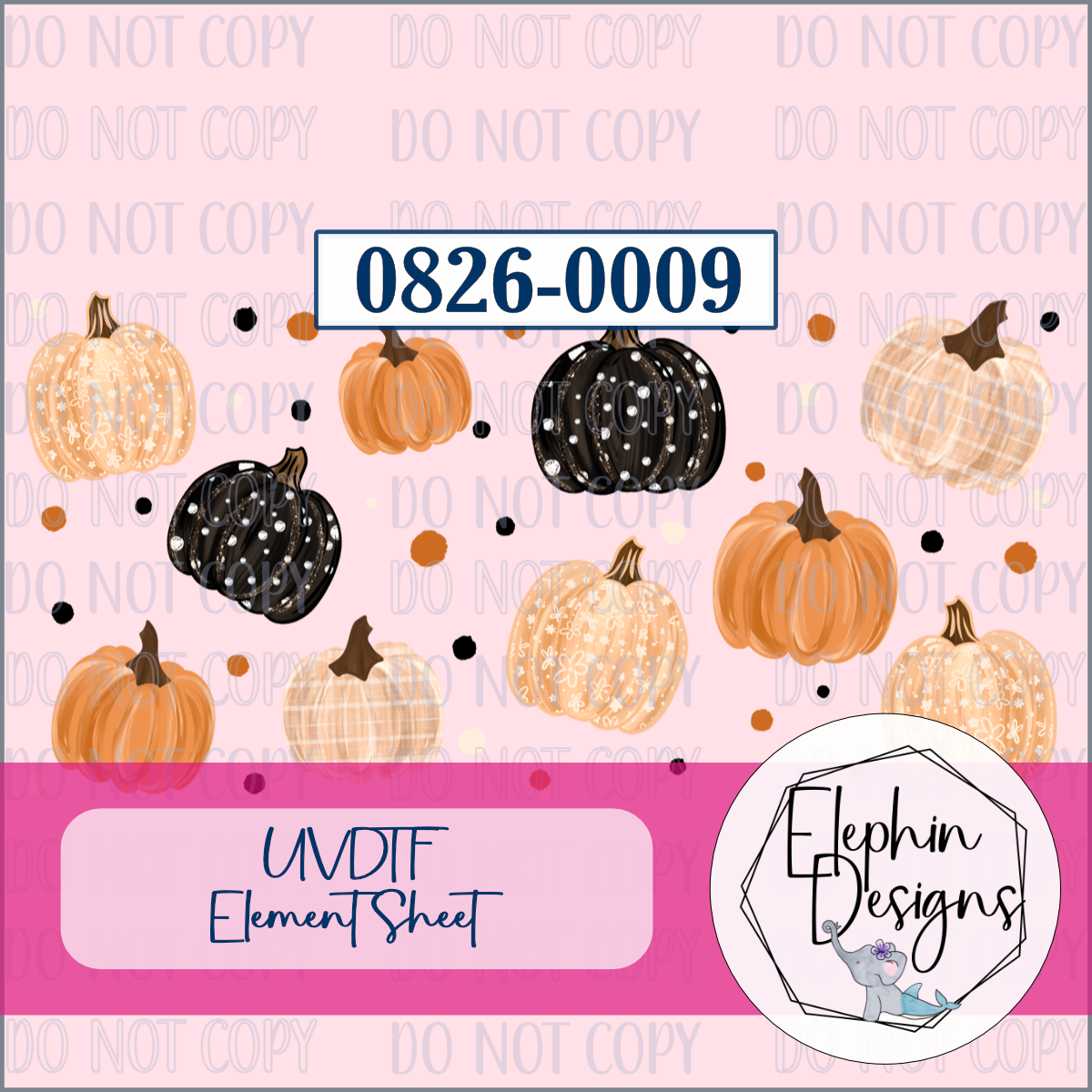 UV DTF Element Sheet | Glam Pumpkins | 0826-0009
