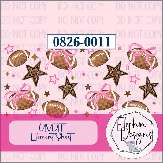 UV DTF Element Sheet | Football Pink Bow | 0826-0011