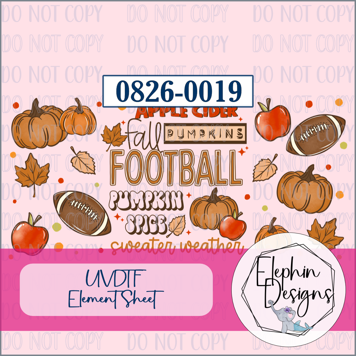 UV DTF Element Sheet | Fall Football Pumpkin Spice | 0826-0019