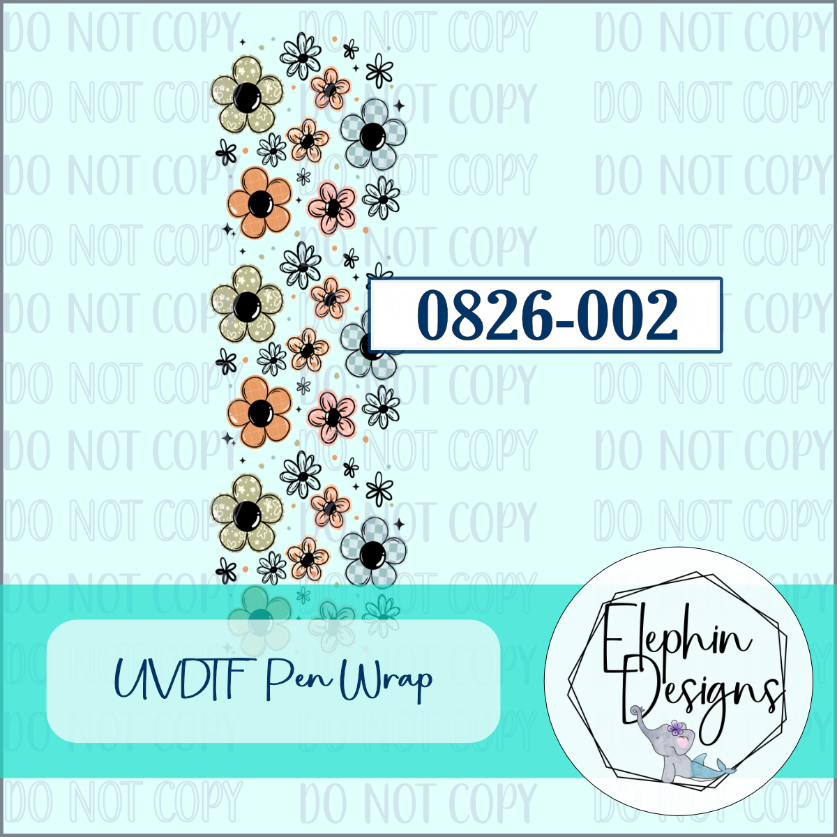 UV DTF Pen Wrap | Floral Doodle Boho | 0826-002