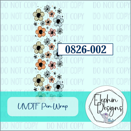 UV DTF Pen Wrap | Floral Doodle Boho | 0826-002