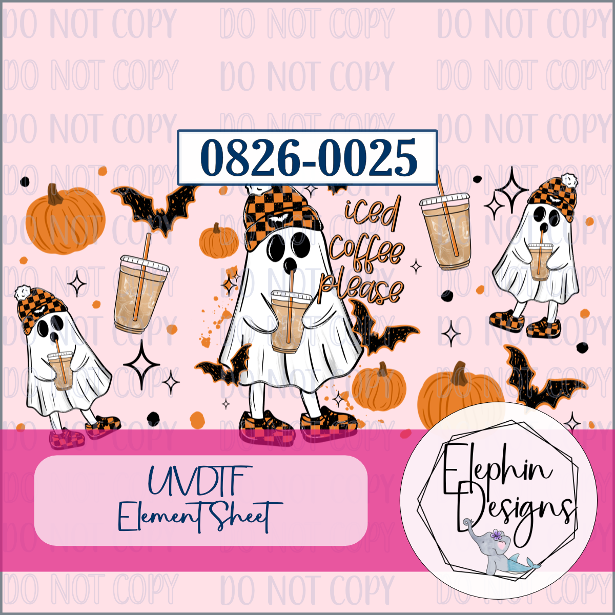 UV DTF Element Sheet | Iced Coffee Ghost | 0826-0025