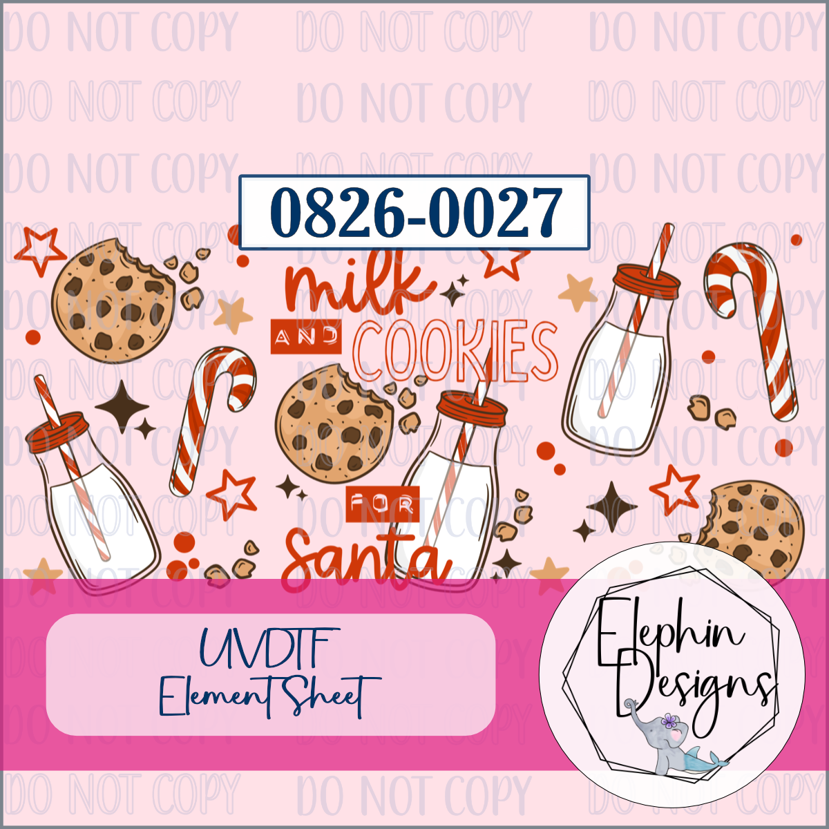 UV DTF Element Sheet | Milk and Cookies for Santa | 0826-0027