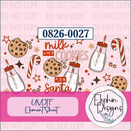 UV DTF Element Sheet | Milk and Cookies for Santa | 0826-0027