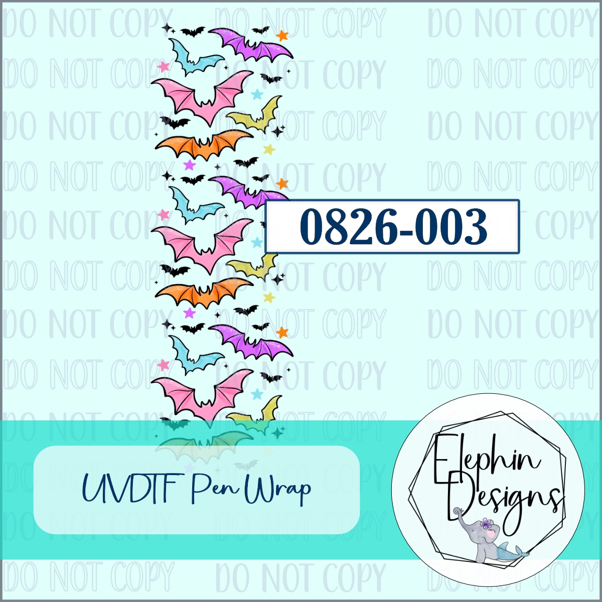 UV DTF Pen Wrap | Colorful Halloween Bats | 0826-003