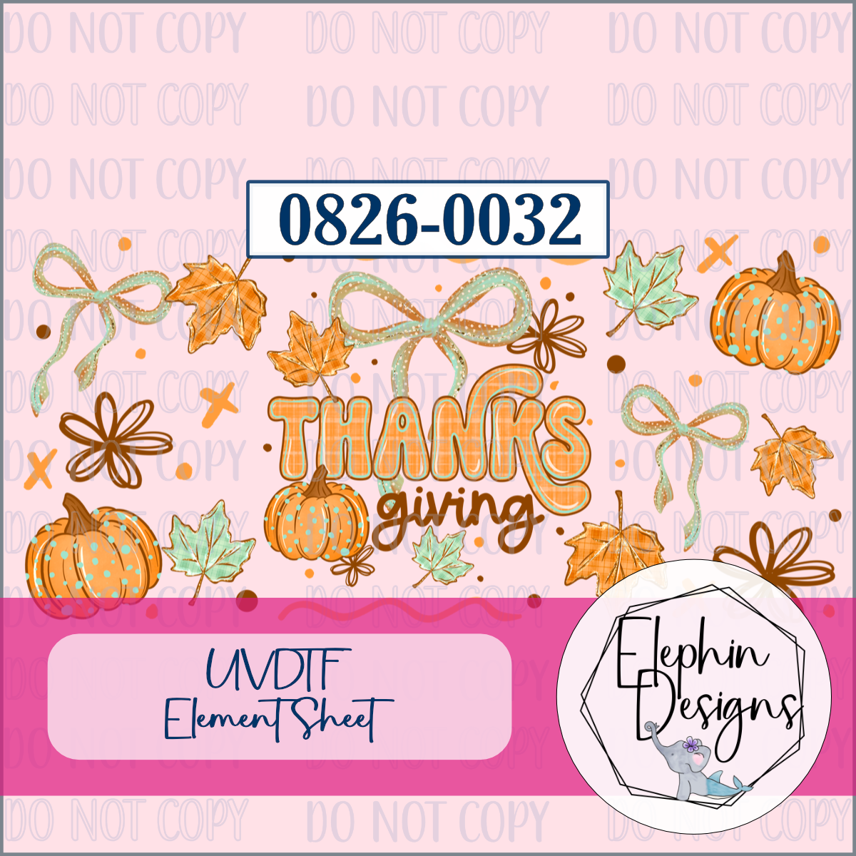 UV DTF Element Sheet | Thanksgiving Bow | 0826-0032