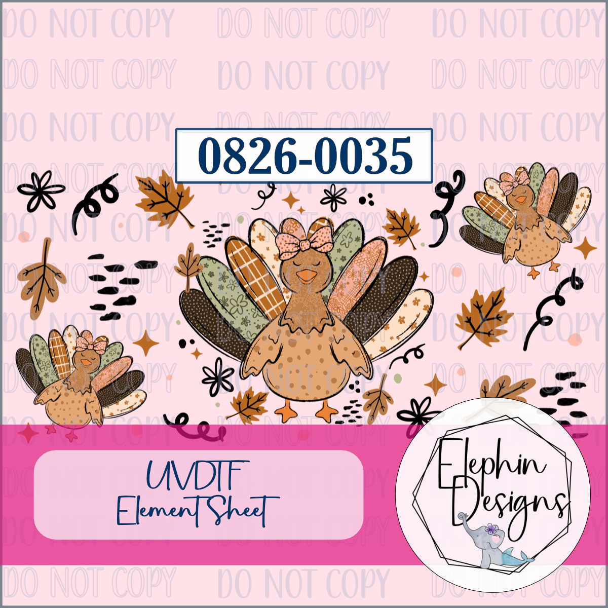 UV DTF Element Sheet | Coquette Turkey | 0826-0035