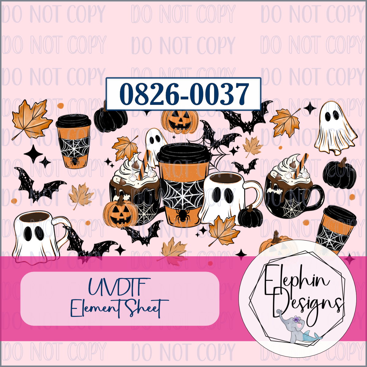 UV DTF Element Sheet | Spooky Coffee | 0826-0037
