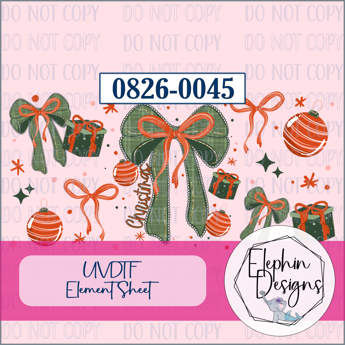 UV DTF Element Sheet | Christmas Bow Ornament Gift | 0826-0045
