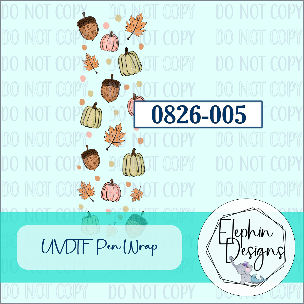 UV DTF Pen Wrap | Boho Fall Pumpkin Acorn | 0826-005