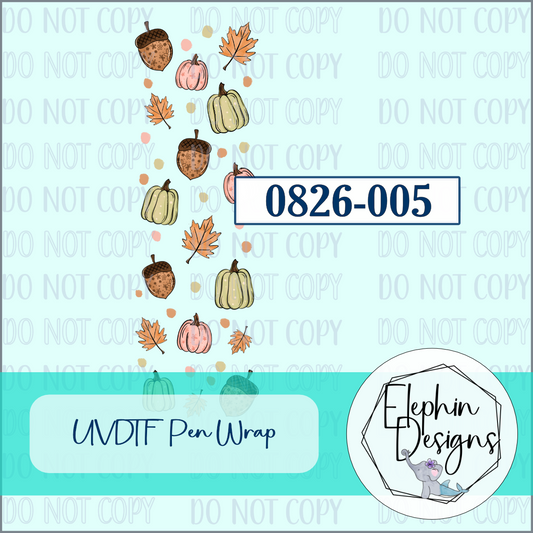 UV DTF Pen Wrap | Boho Fall Pumpkin Acorn | 0826-005