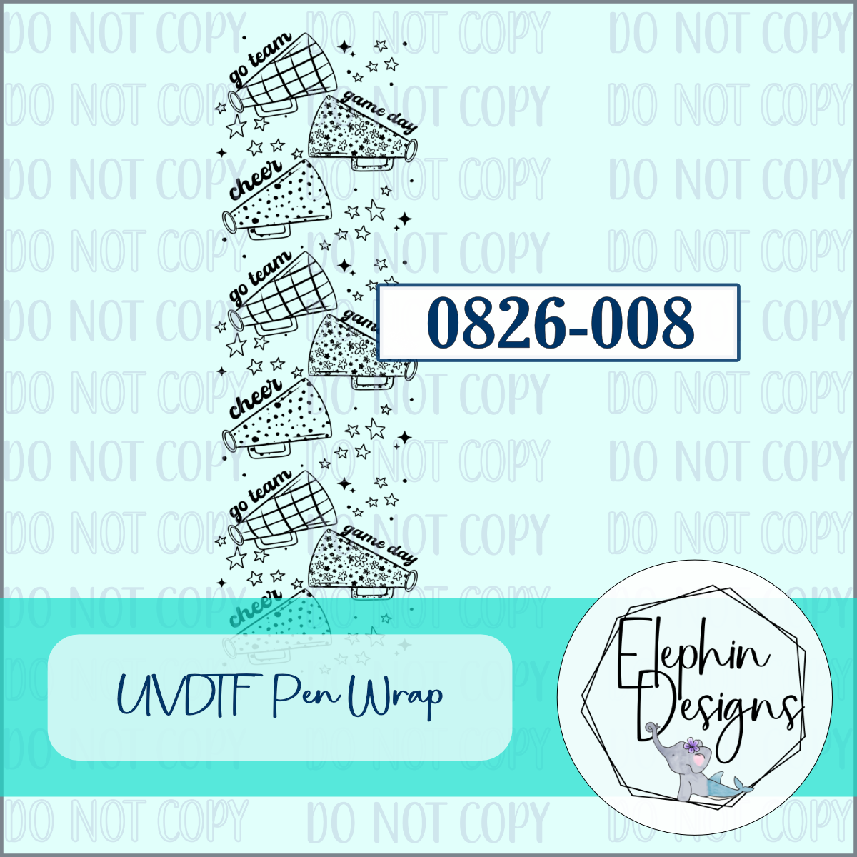 UV DTF Pen Wrap | Game Day Cheer Megaphone | 0826-008