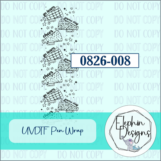 UV DTF Pen Wrap | Game Day Cheer Megaphone | 0826-008