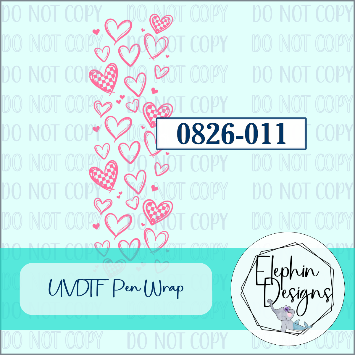 UV DTF Pen Wrap | Checkered Hearts | 0826-011