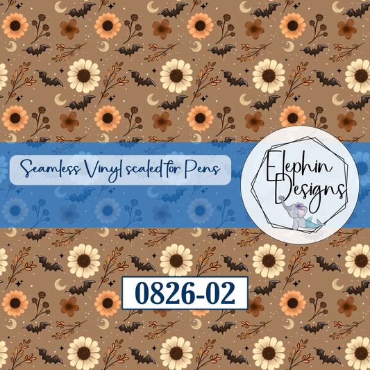 Sunflower Bat Moon Seamless Printed Vinyl | 0826-02